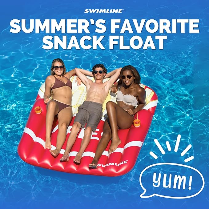 SWIMLINE ORIGINAL French Fries Pool Float – Durable Vinyl Lounger for Adults & Teens – Fun Pool Float for Lake, Beach, or Backyard – Easy to Inflate and Store
