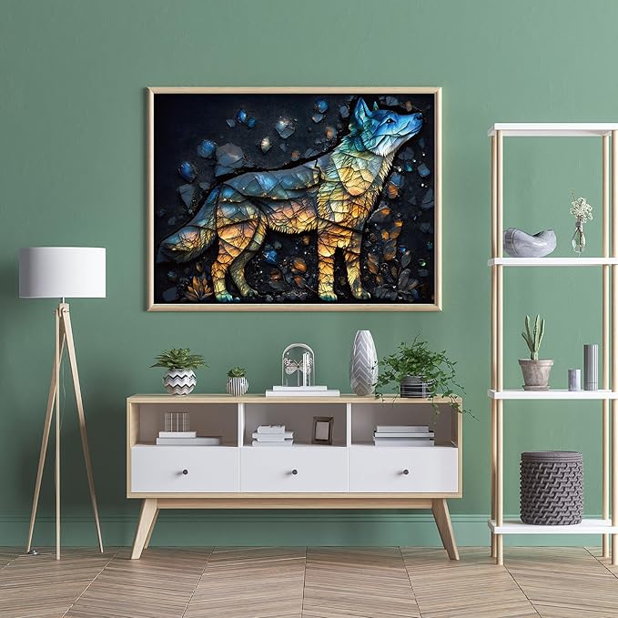 500 Piece Puzzles for Adults, Wolf Jigsaw Puzzles 500 Pieces - Amber Wolf, Impossible Puzzle for Home Decor, Finished Size 20.47 * 14.96”, with 1:1 Poster, Letter on The Back