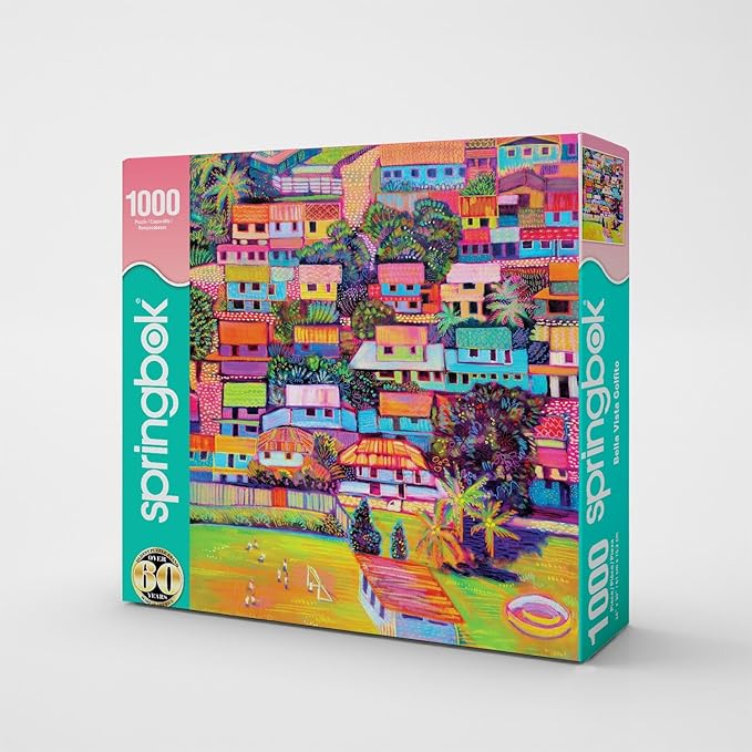 Springbok Bella Vista Golfito 1000 Piece Jigsaw Puzzle for Adults - Colorful Tropical Village - Unique Cut Pieces - Made in USA