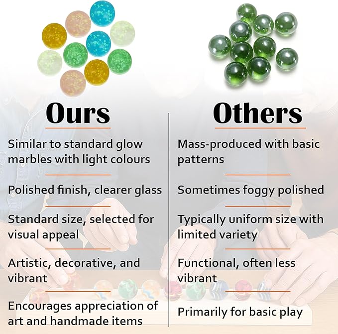 ARSUK Large Glass Shooter Marbles for Decoration 25mm/1 inch 10pcs Assorted Colour Marble Game, Marble Run Accessories Learning and Recreational, Sports & Outdoor Play (10pcs Glowinthe Dark Marbles)
