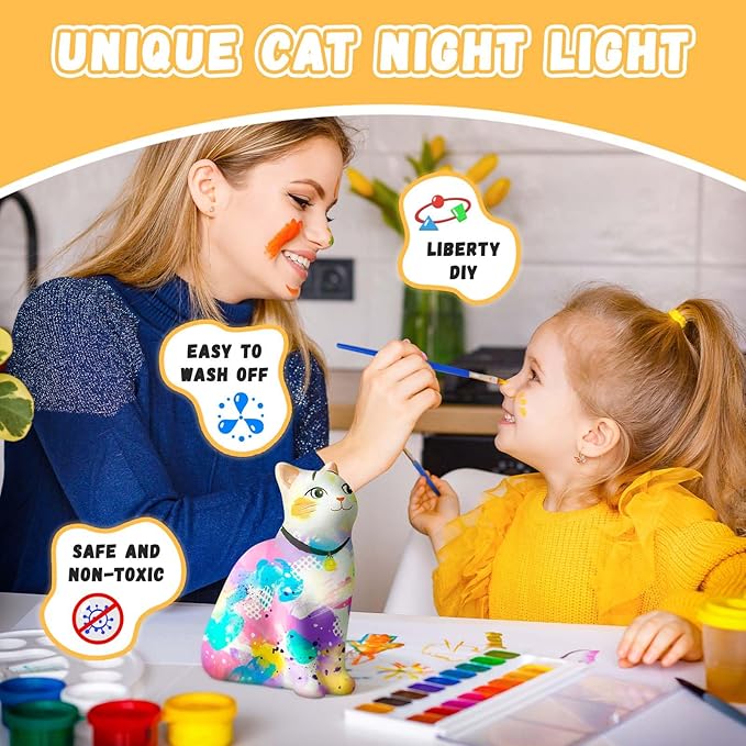 Paint Your Own Cat Lamp Kit, Arts and Crafts for Kids Ages 8-12, Arts and Crafts for Kids 4-6, DIY Cat Gifts for 10 Year Old Girl, Art Supplies for Teens Girls Boys Birthday Ages 3 4 5 6 7 8 9 10 11+
