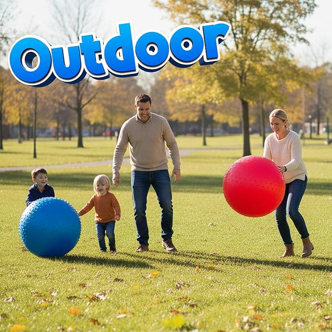 Jumbo 18-Inch Playground Balls (2 Pack, Red & Blue) - Giant Large Inflatable Rubber Kickball for Kids and Toddlers, Boys & Girls Backyard, Sports, Gym, Recess, Indoor & Outdoor Games w/Pump