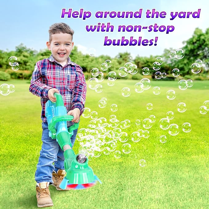 Weed Wacker Bubble Machine for Kids - Electronic Weed Eater Toy with Bubble Solution Included, Grass Trimmer Toy with Lights & Sounds, Outdoor Bubble Toy Gifts for Toddlers 3 4 5