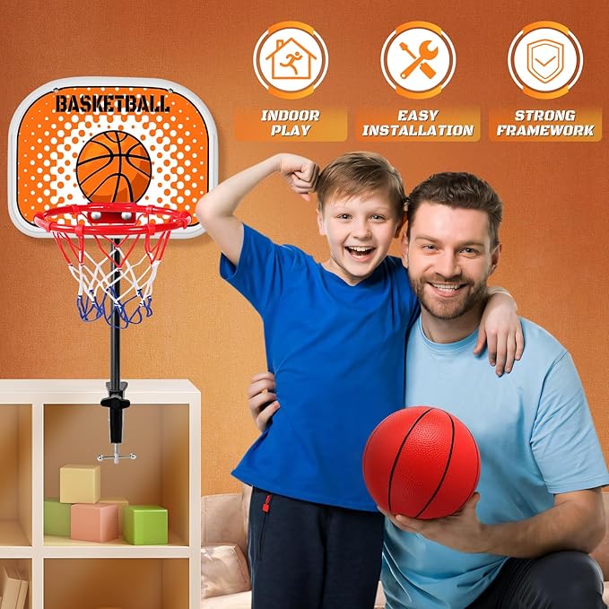 Indoor Basketball Hoop,Mini Tabletop Basketball Hoop Set with Two Balls, Mini Hoops for Desk Table Bed Office Bedroom Basketball Toys for Kids and Adults