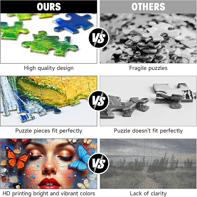 Butterfly Woman Face Puzzles for Adults 1000 Pieces, High Difficulty Surreal Abstract Portrait Art Jigsaw Puzzle with Letters on Back, 20x28 Unique Wall Decor & Family Game, Easter