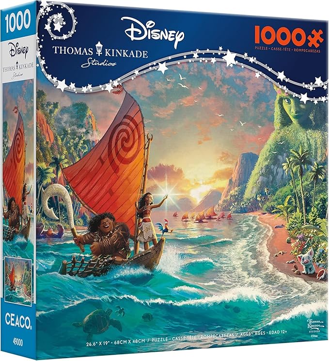 Ceaco - Thomas Kinkade Disney Dreams - Disney’s Moana - 1000 Piece Jigsaw Puzzle for Adults - Vibrant Thomas Kinkade Art - Premium Disney Puzzle for Collectors