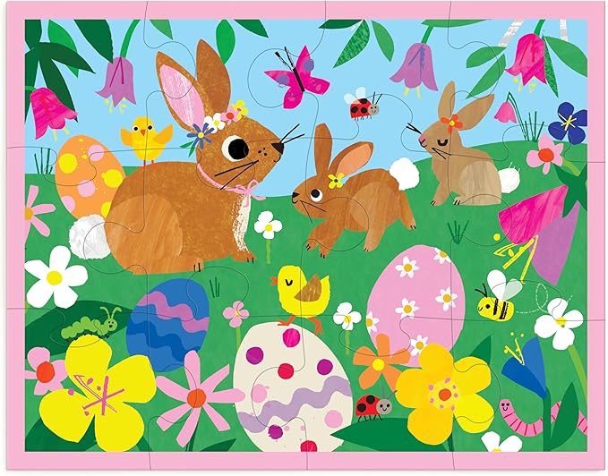 Mudpuppy Spring Bunnies – 12 Piece Puzzle with Reusable Zipper Pouch Featuring Colorful and Fun Illustrations of Spring Bunnies Perfect for Easy Storage and Travel