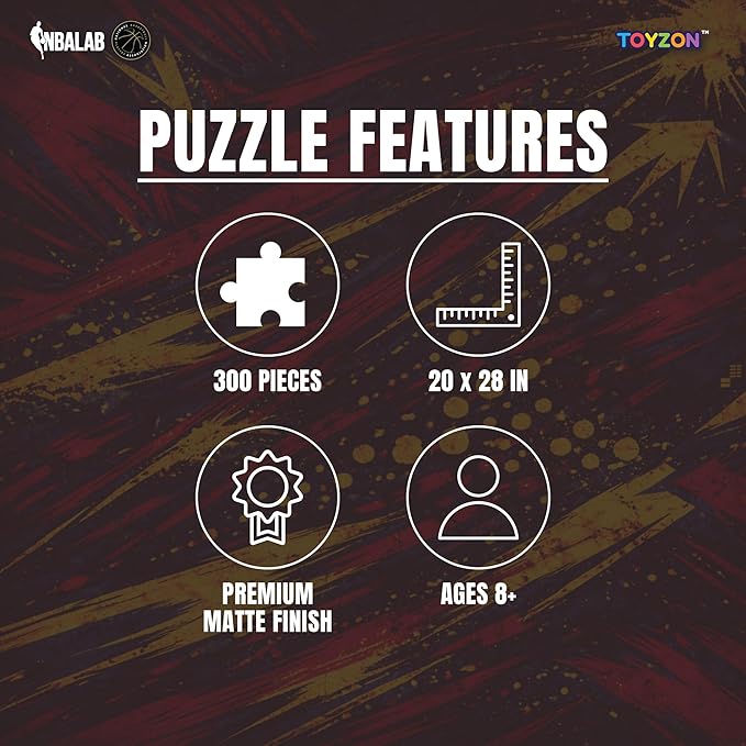 NBA Court Legends 300pc Nikola Jokic Jigsaw Puzzle for Kids & Adults, Premium Basketball Puzzle Game, Family Activity, Collector Gift for NBA Fans, Game Room or Home Display