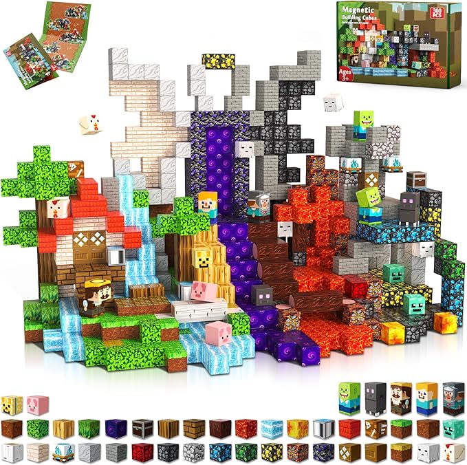 300 PCS 0.8in Magnetic Blocks - Easter Toys for Kids, Magnetic Building Blocks Cubes, Stacking Magnets, School STEM Toys Birthday Gifts for Boys and Girls Age 3+ Years Old (Theme: Portal)