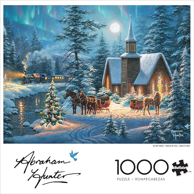 Buffalo Games – Abraham Hunter - Silent Night - 1000 Piece Christmas Jigsaw Puzzle - Festive Holiday Puzzle for Adults – Precision-Cut Pieces, Winter Artwork, Hours of Relaxing Fun