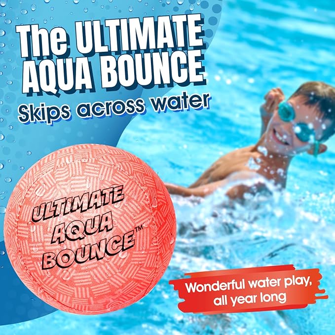 Activ Life Ultimate 2 Pack Larger 3” Water Skip Balls - Bouncing Balls for Swimming Pool & Beach Fun - Designs Include Baseball, Basketball, Volleyball, and Tennis for Kids, Friends, and Family