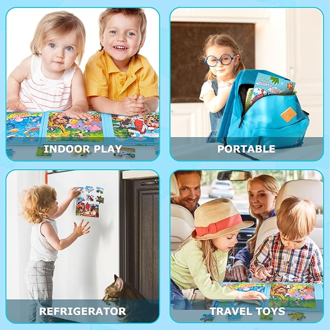 LovesTown Magnetic Puzzles Book Animal Educational Learning Toys Travel Game for Toddlers Boys and Girls Road Trip Activities