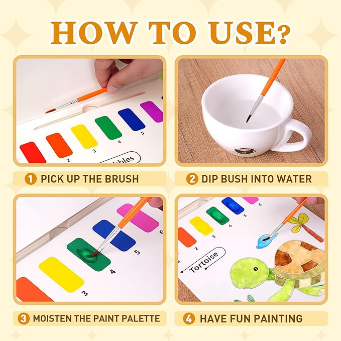 YPLUS Paint with Water Books for Toddlers, Art Craft Toys Watercolor Painting Paper, Gift for Kids Ages 1-3, 2-4, 4-6, Drawing with Brush - 3 Themes