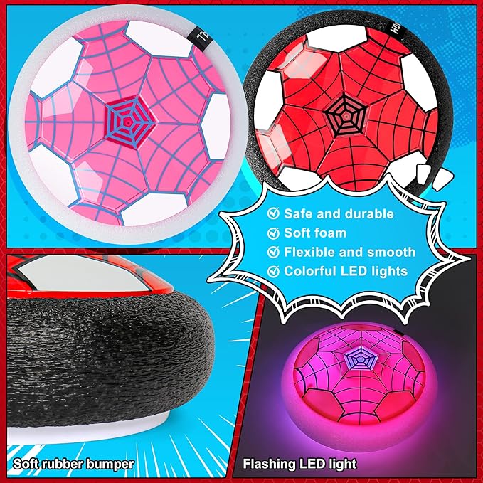 Hover Soccer Ball, 2 Pack - Indoor Soccer Toys for Kids, Cool Sports Games for Boys and Girls, Birthday Gifts（Red and Pink）