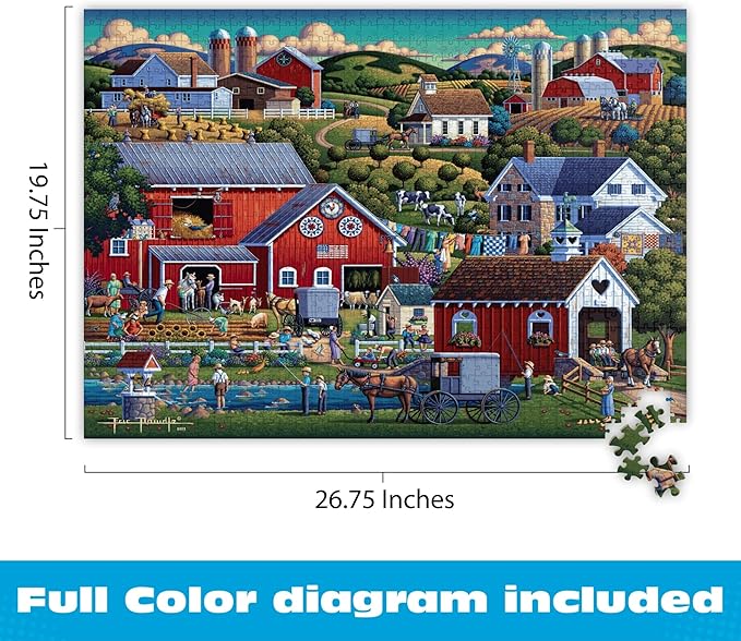 Buffalo Games - Jigsaw Puzzles 1000 Pieces - Dowdle Amish Country - 1000 Piece Puzzle for Adults - Premium Giftable Foil Box with Reference Poster