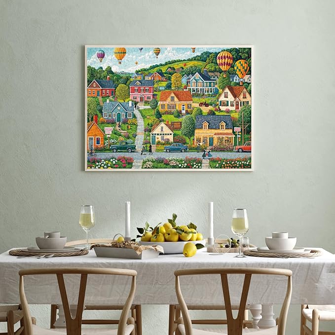 Jigsaw Puzzles for Adults 1000 Pieces, Interlock Perfectly No Dust, Impossible Difficult Hard Fun 1000 Piece Jigsaw Puzzles for Adults-1:1 Poster-Happy Town