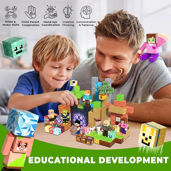 210 Pcs Magnetic Blocks - Magnetic Building Blocks Toys for Kids Ages 4-8, Magnet Cubes Stacking Classroom STEM Toys, Easter Birthday Gift for 3+ Year Old Boys Girls (Patent Pending)