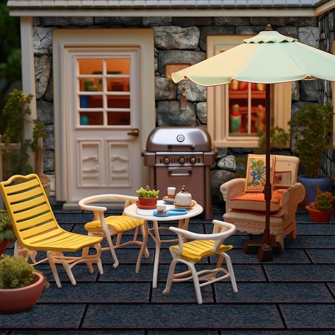 Flutesan 12 Pcs Miniature Dollhouse Wallpaper and Flooring Peel and Stick Mini DIY Self Adhesive Dollhouse Accessories 8.27 x 11.69 Inch (Roof Shingles Black Rectangular)