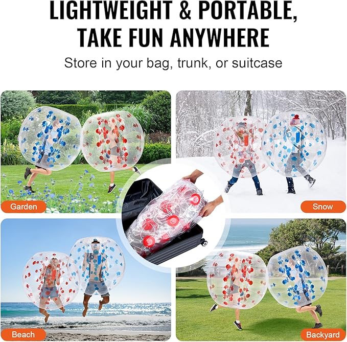 VEVOR Inflatable Bumper Ballѕ 2 Packs; 2FT/3FT/4FT/5FT Body Size Adult Human Bubble Ballѕ, Bumper Bubble Soccer Ballѕ for Teens/Adults