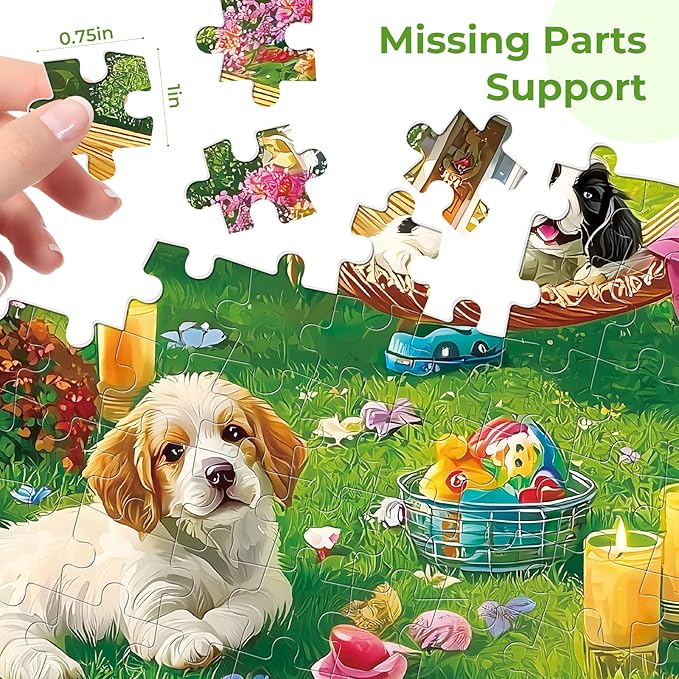 500 Piece Puzzles for Adults, Garden Dogs Jigsaw Puzzles for Adults Teens Seniors, Funny Dogs Charming Swing Puzzle with Letters on Back, Impossible Puzzle, Challenging Family Game Nights 20.5x15in