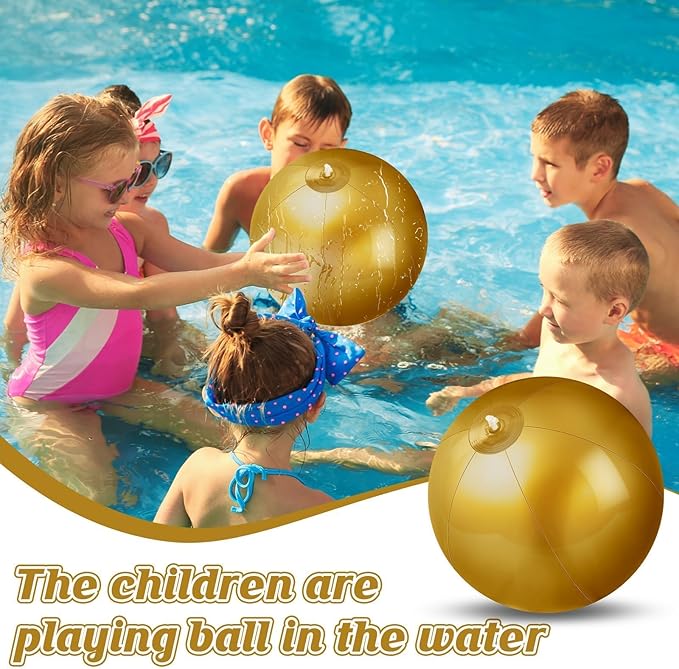20 Pack Gold Beach Ball - 12Inch Blow Up Beach Ball Party Supplies for Kids, Inflatable Floating Balls for Summer Pool Parties, Outdoor Activities & Birthday Decorations(Gold)
