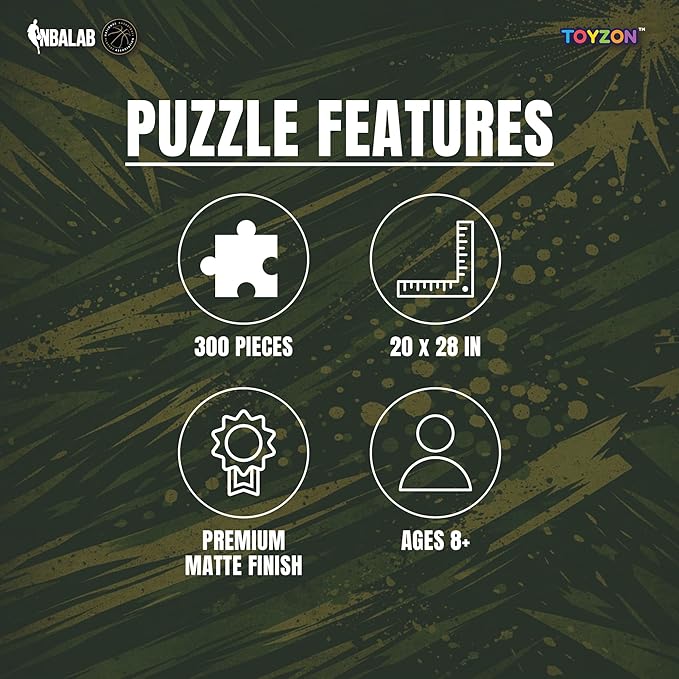 NBA Court Legends 300pc Giannis Antetokounmpo Jigsaw Puzzle for Kids & Adults, Premium Basketball Puzzle Game, Family Activity, Collector Gift for NBA Fans, Game Room or Home Display