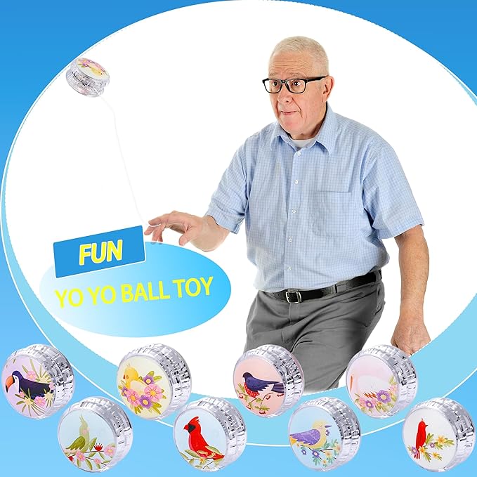 24 Pack Led Light up Yo Yo Bird Flashing Yo-Yos Led Responsive Ball Animal Yoyo for Party Favors Goodie Bag Fillers Classroom Rewards Birthday Outdoor Games Bulk Toys
