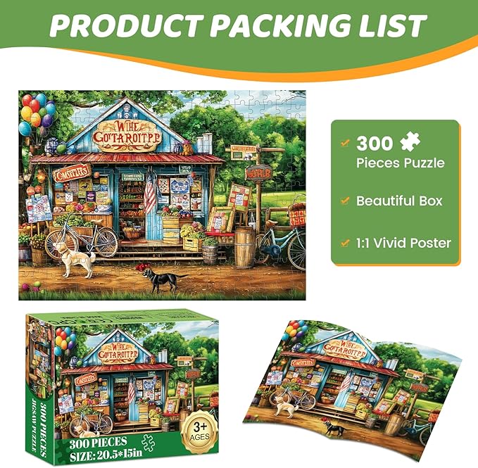 Puzzles 300 Pieces for Adults | HT Vegetable Store Puzzles | Recycled Cardboar Jigsaw Puzzles 300 Pieces | Challenging Family Activity Great Gift Idea for Family Friends | 20.5 X 15 inches