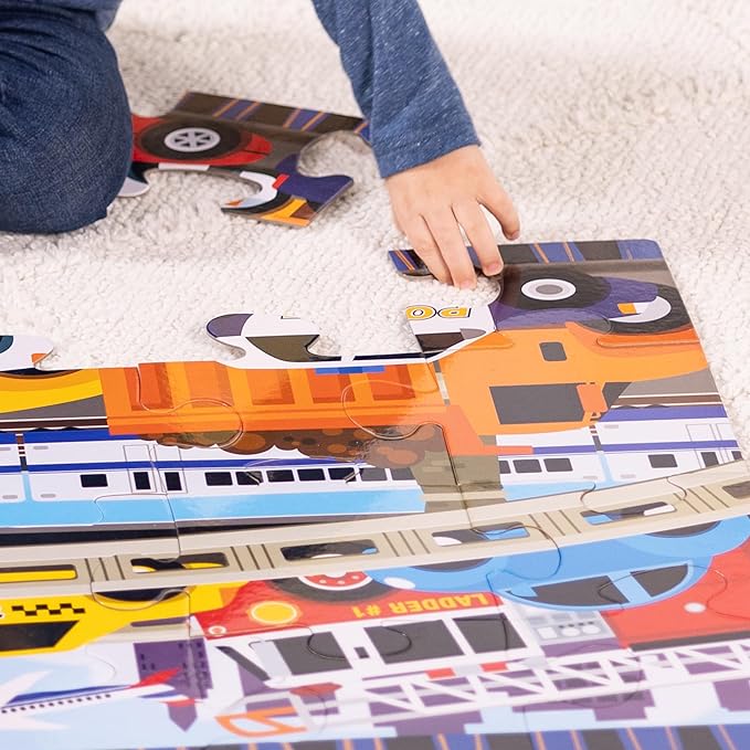 Melissa & Doug Traffic Jam Jumbo Floor Puzzle (24 Pieces, 2 x 3 Feet), Vehicle-Themed Jigsaw Puzzle for Preschoolers and Kids Ages 3+ - FSC Certified