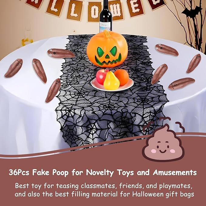 36 Pcs Halloween Funny Slingshot Finger Toys, Halloween Poop for Finger Slingshot, Rubber Flying Shooting Game Toy for Boy, Halloween Goodie Bag Fillers for Birthday Party, 4 Style Mixed Mixing