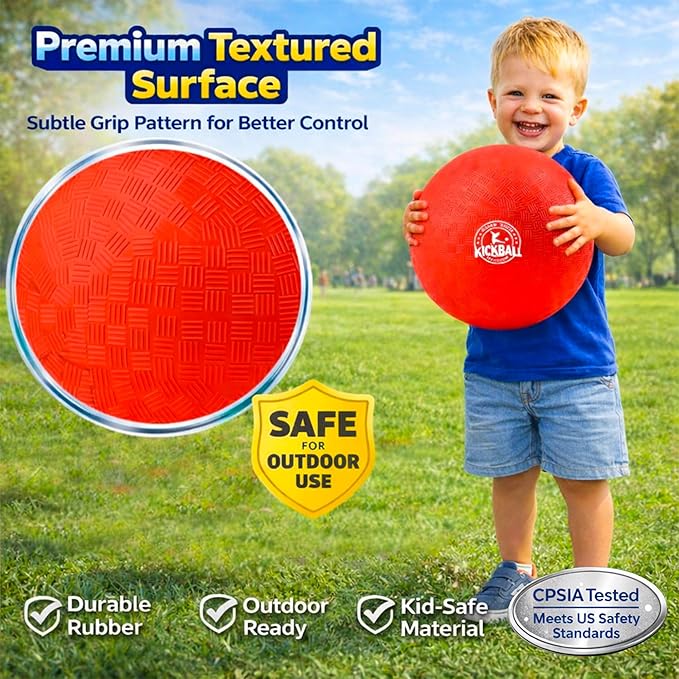 12 Inch Kickball Playground Balls Set(1,6,12)Pack, Durable PVC Dodgeballs for Kids & Adults, Outdoor & Indoor Games with Pump and Bag, Bouncy Balls for School, Gym, Birthday Gift for Boys and Girls