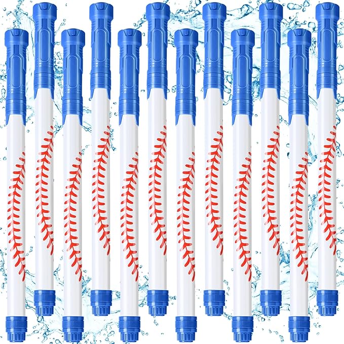 12 Pack Baseball Sport Water Gun Party Favors 15.75 in Summer Water Shooter Blasters Gun Toys for Kids Summer Outdoor Swimming Pool Backyard Beach Games