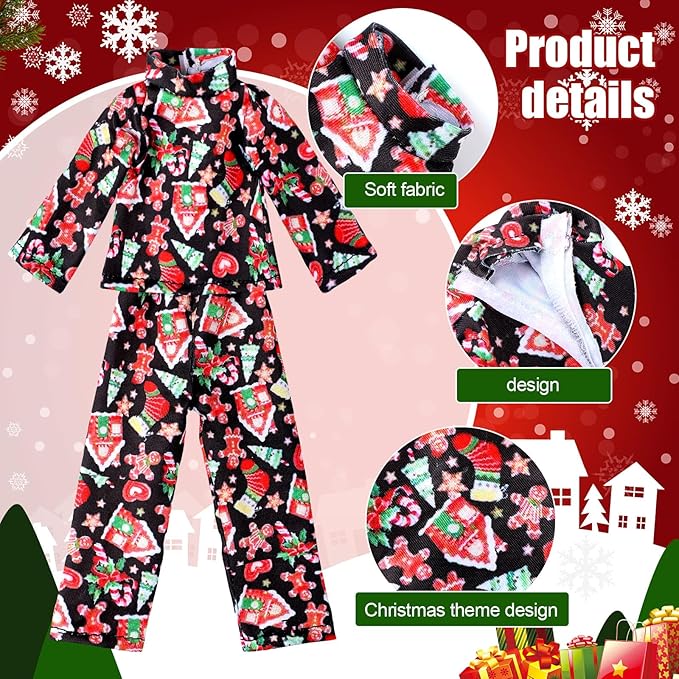 Hungdao 4 Pcs Christmas Doll Clothes Christmas Accessories Doll Clothing Pajamas and Nightgown Holiday Outfits for Boys Girls Xmas Party Supplies