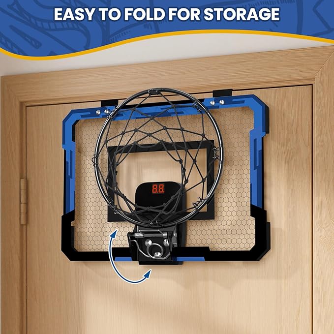 QDRAGON Mini Basketball Hoop, Over The Door Indoor, with 3 Balls/Inflator/Breakaway Rim, Basketball Toy Gifts for Kids and Adults, Suit for Bedroom/Office/Outdoor
