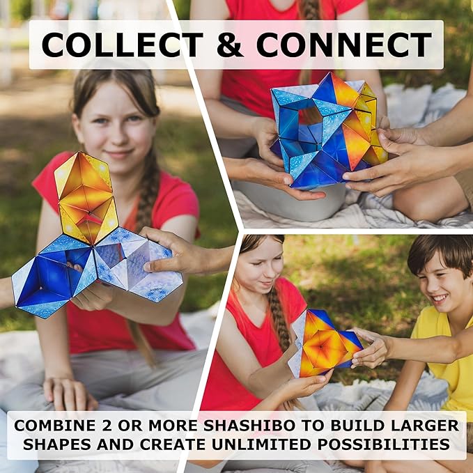 Shashibo Shape Shifting Box - STEM Fidget Toy with Ultra Strong Magnets - Sensory Puzzle Cube Transforms Into 100+ Shapes, Easter Basket Stuffers Gift for Kids, Teens, and Adults (Vapor)