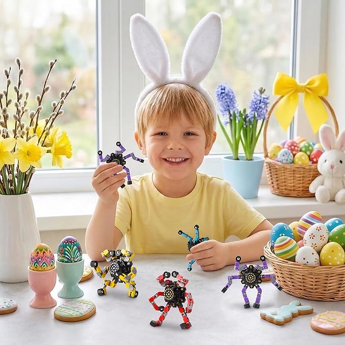Easter Basket Stuffers Travel Toys for 8 9 10 Year Old Boys Transformable Fidget Spinners Toys for Kids and Adults Birthday Gifts for Teens