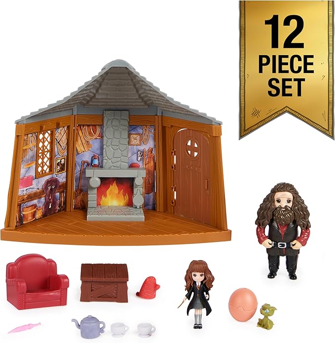 Wizarding World Harry Potter, Magical Minis Hagrid’s Hut Playset with 2 Figures and 9 Doll Accessories, Kids Toys for Ages 6 and up
