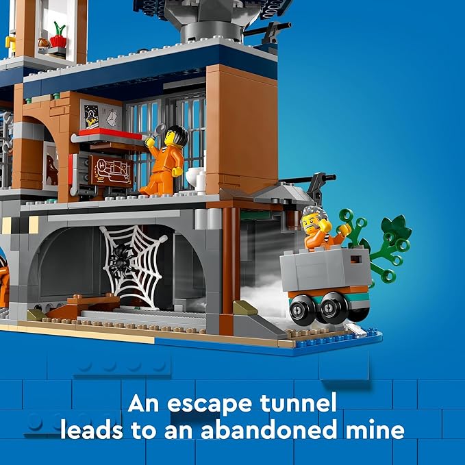 LEGO City Police Prison Island Building Set, Birthday Gift for Boys and Girls Ages 7 Plus, Imaginative Play, Helicopter Toy, Boat Toy and Dinghy, 7 Minifigures with Dog and Shark, 60419