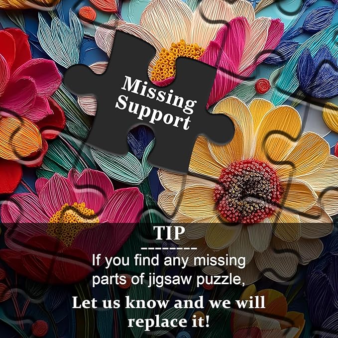 Colorful Flower Puzzles for Adults, Quilled Plant Floral Puzzle Fabric Art,Spring Flower Garden Jigsaw Puzzles 1000 Pieces Nature Challenge