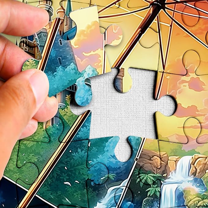 Aesthetic Garden Puzzles for Adults 1000 Pieces, Beautiful Umbrella Landscape Flower Plant Jigsaw Puzzles, Colorful Art Nature Floral Sunset Scenic Wildflower Puzzle