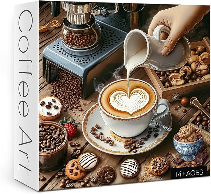 Coffee Food Puzzle for Adults 1000 Pieces, Chocolate Kitchen Jigsaw Puzzle, Baking Bakery Cookie Puzzle