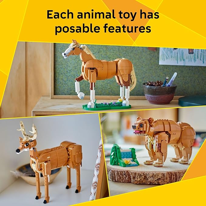 LEGO Creator 3 in 1 Beautiful Horse Building Toy for Kids - Building Blocks & Learning Toy for Girls & Boys, Ages 9+, Create a Horse, Bear, or Deer Toy with 1 Set - Gift for Birthdays - 31166
