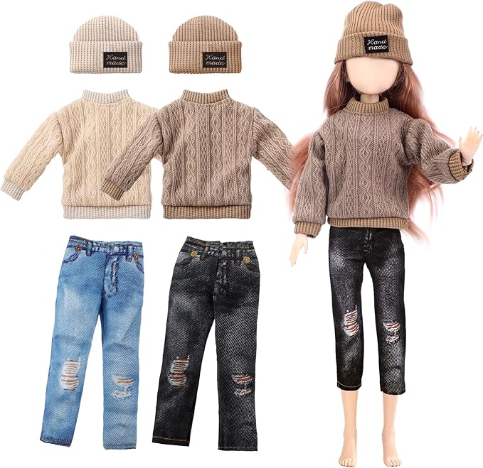 Bencailor 6 Pcs Doll Clothes Doll Accessories Include Sweater Pants Shoes Hat for Birthday Gift(Elegant,12 Inch)