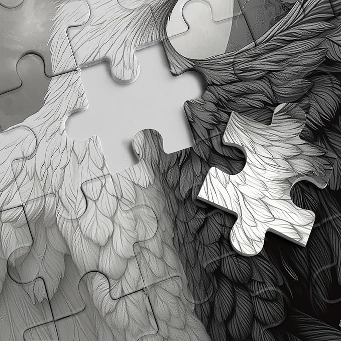 Flower Eagle Puzzles for Adults 1000 Pieces Nature, Magic Bird Black White Art Jigsaw Puzzles, Fantasy Wildlife Moon Impossible Hard Difficult Challenging Puzzle