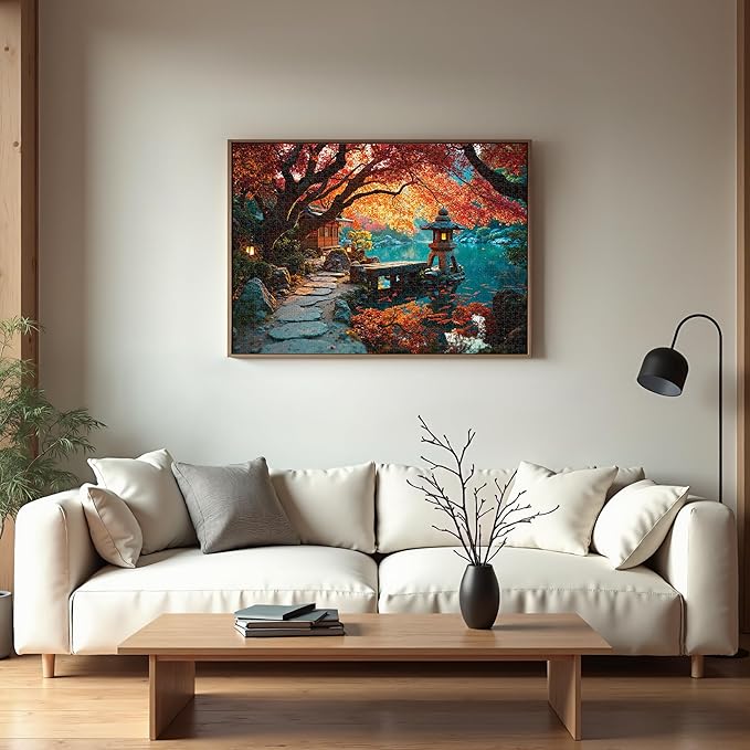 Puzzles for Adults 1000 Pieces, Japanese Fall Kyoto Landscape, Lake Nature 1000 Piece Puzzle for Adults Seniors, Jigsaw Puzzles 1000 Pieces with Letters on Back, Gifts & Decor, 1:1 Poster