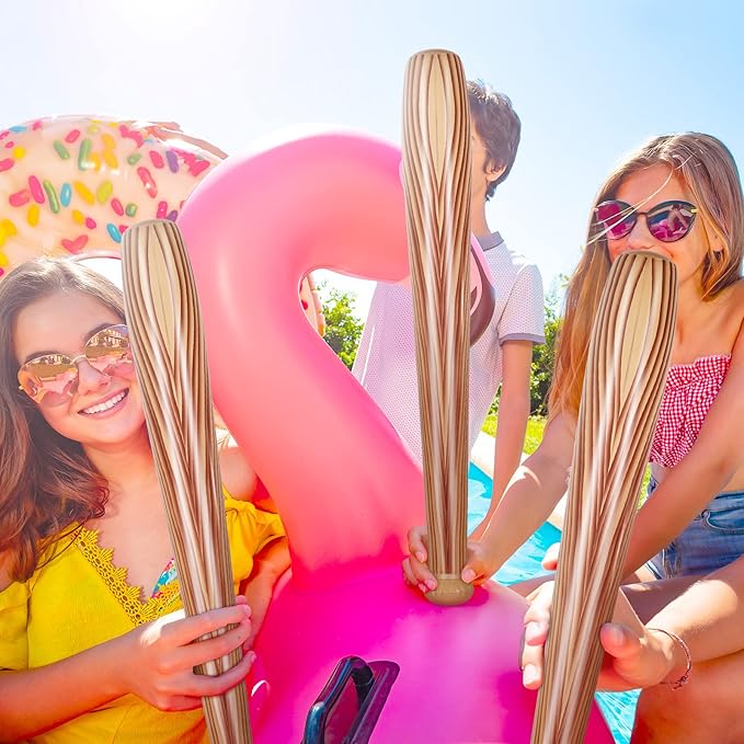 Sotiff 6 Pcs Inflatable Baseball Bat Blow up Baseball Ball Sports Themed Inflatable Bat Blow up Party Favors Summer Beach for Birthday Carnival