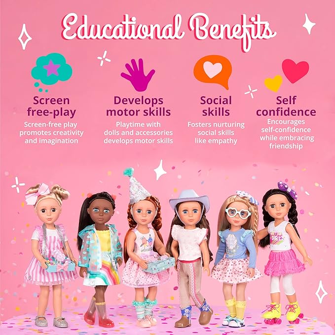 Glitter Girls – 14-Inch Fashion Doll – Brown Hair & Blue Eyes – Ice Cream Outfit & Tutu Skirt– Hair Bow & Glitter Sandals – 3+ Years – Kika