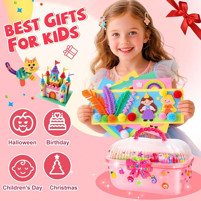 VERYHDSN Arts and Crafts Supplies for Kids-3000+ Pcs DIY Arts & Craft Kit for Boys Girls Ages 4 5 6 7 8 9 10 11 12, 25+Types Craft Materials Bulk, Larage Craft Box Set, Fun&Creative Gift