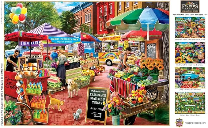 MasterPieces 750 Piece Jigsaw Puzzle for Adults, Family, Or Youth - Town Square Booths - 18"x24"