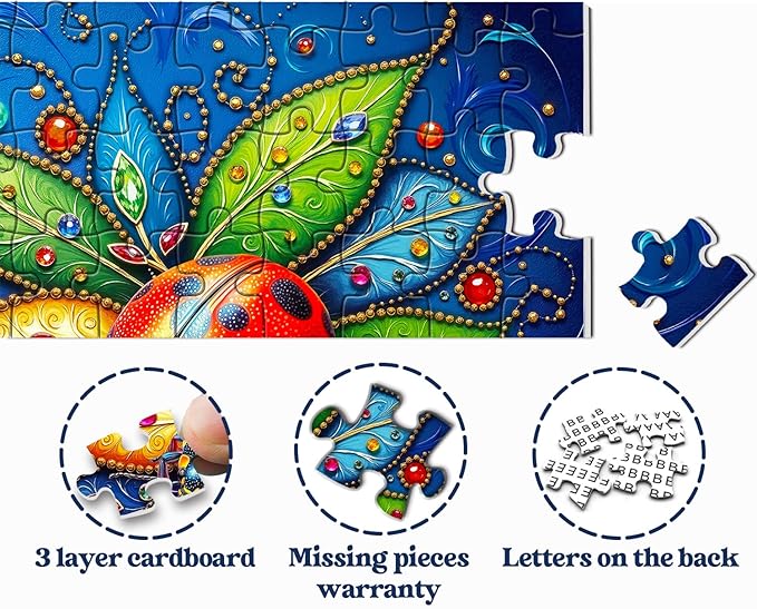 Colorful Beetle Puzzles for Adults 1000 Pieces, Nature Insect Jigsaw Puzzles, Vibrant Fantasy Ladybug Puzzle
